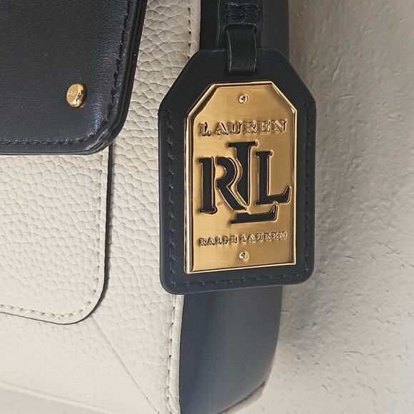 Lauren Ralph Lauren Ivory/Black Crossbody Shoulder Bag Purse - Picture 3 of 11